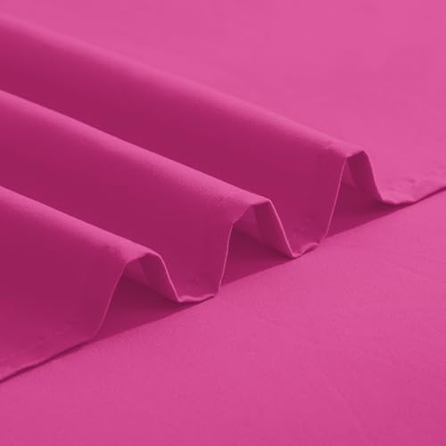 Elegant Comfort Luxurious 1500 Premium Hotel Quality Microfiber Three Line Embroidered Softest 4-Piece Bed Sheet Set, Wrinkle and Fade Resistant, Queen, Hot Pink
