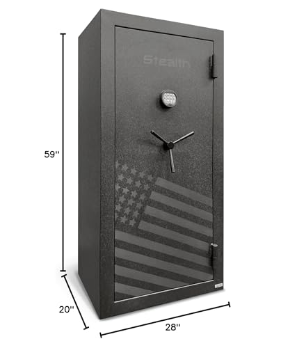 Stealth Essential Gun Safe EGS28 Special Edition FLAG Safe 28 Gun Capacity with 30 Minute Fire Protection California DOJ Approved Black Stealth