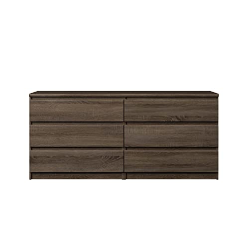 Tvilum Scottsdale 6 Drawer Double Dresser, Truffle Tvilum