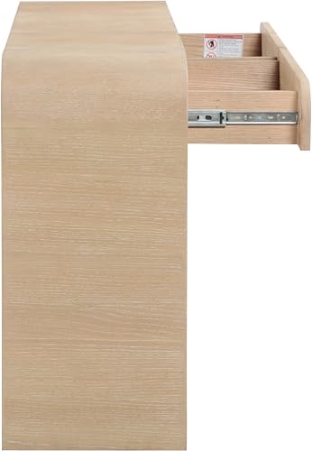 Meridian Furniture 272-S Cresthill Collection Mid-Century Modern Console Table with Oak Wood, Natural White Oak Finish, Curved Art Deco Design, 54" W x 14" D x 30" H, White Meridian Furniture
