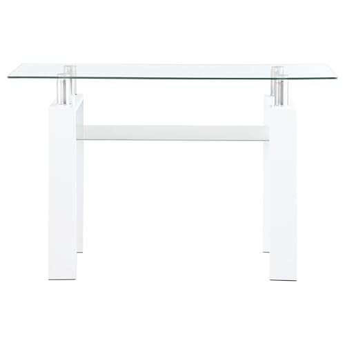 Coaster Home Furnishings - Dyer - Console Table with Tempered Glass Top, Shelf and Chrome Metal Frame - Living Room & Hallway - 48-Inch - White - 703439 Coaster Fine Furniture