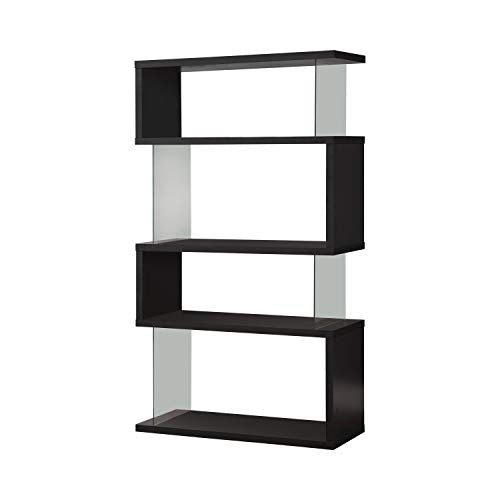 Coaster Furniture Asymmetrical Snaking Bookcase Black and Clear 800340 Coaster Home Furnishings