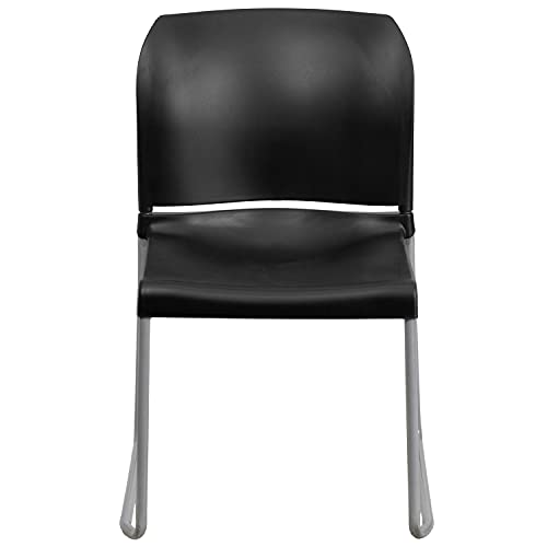 Flash Furniture Hercules Series Contoured Stacking Chairs for Waiting Rooms and Offices, Ergonomic Lobby Chairs with Curved Back, Set of 5, Black Flash Furniture