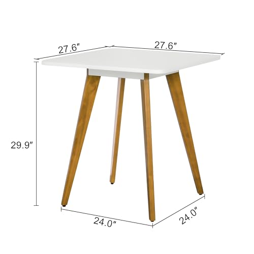 Comfy to go 27.6" Square Dining Table for 2-4 Person - Small Kitchen Table with Soild Wood Legs Mid Century Modern Table for Dinning Room, Kitchen,Small Speace (White) Comfy to go