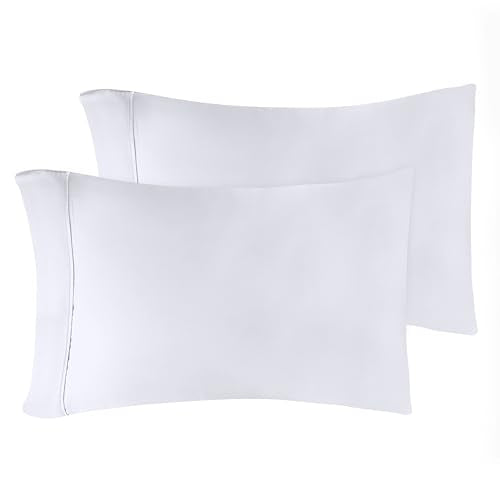 Superior 100% Premium Combed Cotton, 300 Thread Count Pillowcases Set of 2, Single Ply Cotton, Soft and Luxurious Bedding Sets - 20" x 30" Standard Pillowcase, White Superior