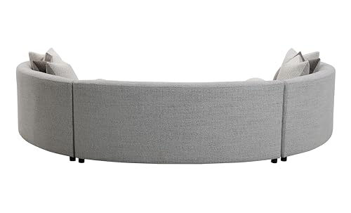 Acme Ivria Curved Sectional Sofa with 9 Pillows in Gray Acme