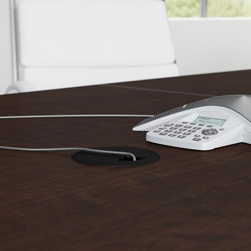 Bush Business Furniture Boat Shaped Conference Table with Metal Base, 96W x 42D, Mocha Cherry/Silver Bush Furniture
