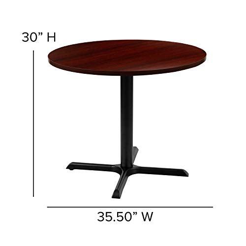 BizChair 36" Round Multi-Purpose Conference Table in Mahogany - Meeting Table for Office BizChair