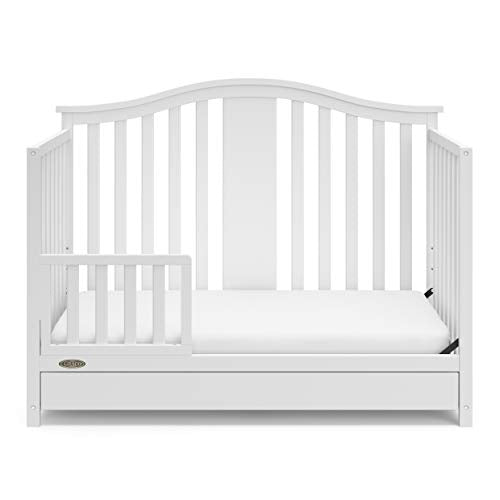 Graco Solano 4-in-1 Convertible Crib with Drawer Combo (White) – GREENGUARD Gold Certified, Includes Full-Size Nursery Storage Drawer, Converts to Toddler Bed and Full-Size Bed Graco