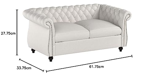 Christopher Knight Home Karen Traditional Chesterfield Loveseat Sofa, Beige and Dark Brown, 61.75 x 33.75 x 27.75 Christopher Knight Home