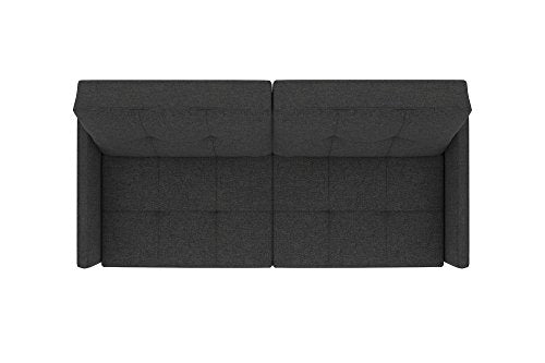DHP Andora 76 Inch Futon Sofa Bed, Modern Upholstered Couch Sleeper with Button Tufted Back and Seat, Grey DHP
