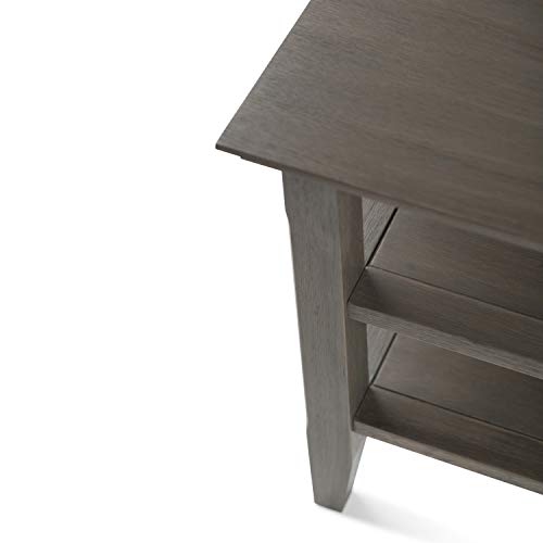 SIMPLIHOME Acadian SOLID WOOD 19 inch wide Square Rustic Contemporary End Side Table in Farmhouse Grey with Storage, 2 Shelves, for the Living Room SIMPLIHOME