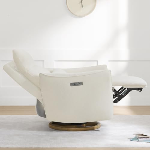 CHITA Swivel Rocker Recliner Chair, Power Nursery Glider Recliner, Nursery Rocking Chair with Adjustable Power Headrest, FSC Certified, Solid Wood Base, Cream CHITA
