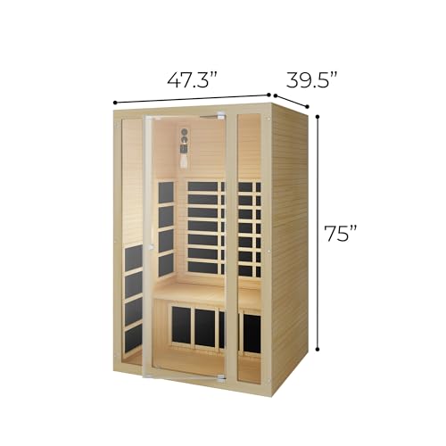 JNH Lifestyles Ensi+ 2-Person Home Infrared Sauna with Color & Red Light Therapy, Ultra-Low EMF - Indoor Personal Luxury Spa for House and Gym JNH Lifestyles