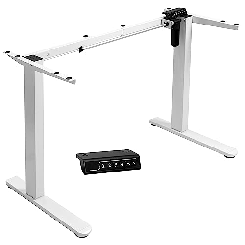 VIVO Electric Standing Desk Frame, Rear-Set Legs, Single Motor Memory Controller Height Adjustment, Frame Only, White, DESK-100E-RW VIVO