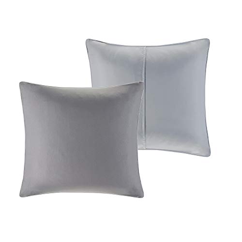 510 DESIGN Luxe Quilted Comforter Set Modern Transitional Design, All Season Down Alternative Warm Bedding Matching Shams, Bedskirt, Decorative Pillow, Cal King, Ramsey Damask Grey