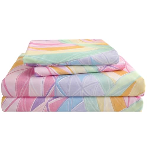 SDY 7PCS Rainbow Bedding Set Queen Bed in A Bag Set 7 Piece Mermaid Bedding for Kids,Boys and Girls with Rainbow Comforter Queen and Mermaid Sheets SDY
