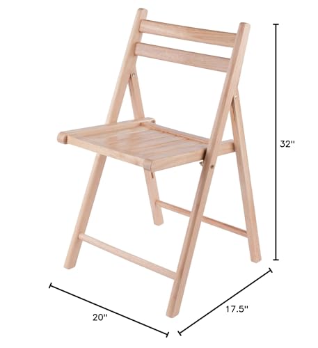 Robin Folding Chairs | 4-PC Set | Solid Wood | Natural Finish | Contoured Back | Slatted Seat | Foldable & Easy to Store | No Assembly Required Casafoyer