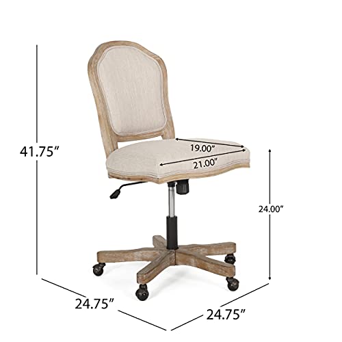 Scilley Upholstered Swivel Office Chair - Beige/Natural Christopher Knight Home