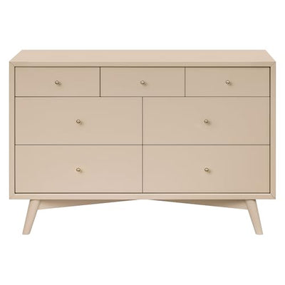 babyletto Palma 7-Drawer Assembled Double Dresser in Taupe, Greenguard Gold Certified