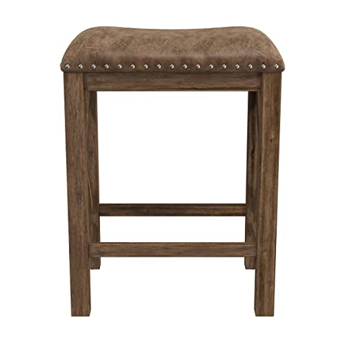 Hillsdale Furniture Willow Bend Stationary Backless Counter Height Stools, Set of 2, Antique Brown Walnut Hillsdale
