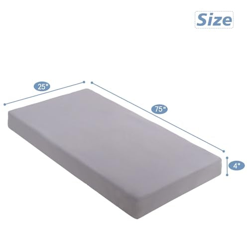 Cot Sheets 25" x 75" Small Single Sheet Fitted for Milliard Trifold Mattress Folding/RVs Bunk/Guest Beds/Army Cots/Travel Size Mattress, Ultra Soft & Breathable Bottom Cover(Gray, Single,4") URZGU