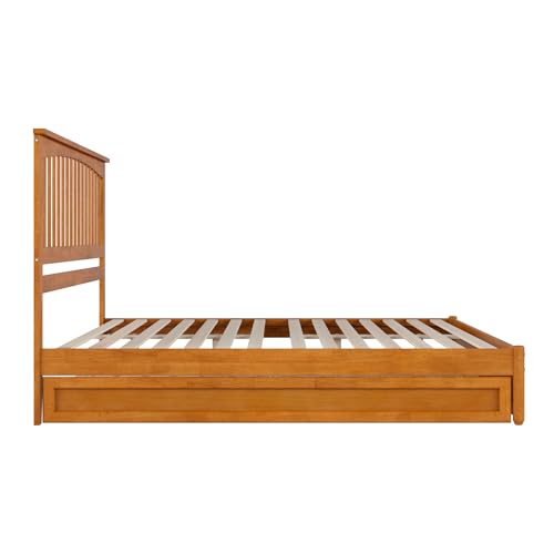AFI, Everett King Platform Bed with Panel Footboard and Twin XL Trundle, Light Toffee AFI