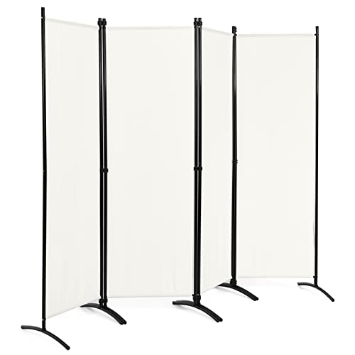 Giantex 5.6 Ft Tall 4 Panel Room Divider White, Lightweight Portable Folding Privacy Screen, Freestanding Partition Wall Divider and Separator for Bedroom Home Office Apartment Studio Giantex
