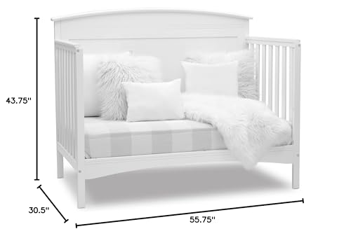 Delta Children Archer Solid Panel 4-in-1 Convertible Baby Crib - Greenguard Gold Certified, Bianca White Delta Children