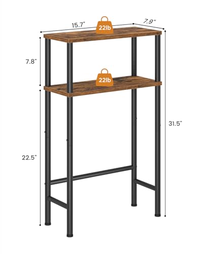 Asgolion Narrow Console Table, 15.7" Small Entryway Table, 2-Tier Sofa Table with Storage, Skinny Console Tables for Entryway, Hallway, Bedroom, Living Room, Foyer, Rustic Brown Asgolion