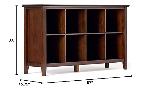 SIMPLIHOME Artisan SOLID WOOD 57 inch Wide Transitional Modern 8 Cube Storage Sofa Table in Russet Brown with Storage, 8 Shelves, for the Living Room, Entryway and Bedroom SIMPLIHOME