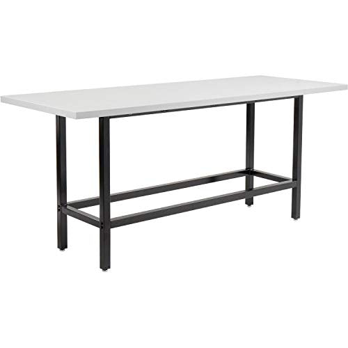 Global Industrial Standing Height Table with 12 AC Power Outlets, 96" L x 36" W x 42" H, Gray Laminate Top, Black Steel Frame, Standing Rectangular Bar Table Global Industrial