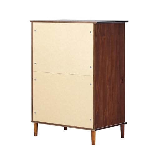 Walker Edison Modern Tall 4 Solid Wood Dresser Bedroom Storage Drawer Organizer Closet Hallway, 40 Inch, Walnut-T Walker Edison