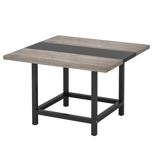 Tribesigns Square Dining Table for 4 People, Farmhouse 39.4"x 39.4"x29.5 “ inches Wooden Kitchen Table, Farmhouse 2 Person Dinning Table for Dinning Room &Small Space Tribesigns