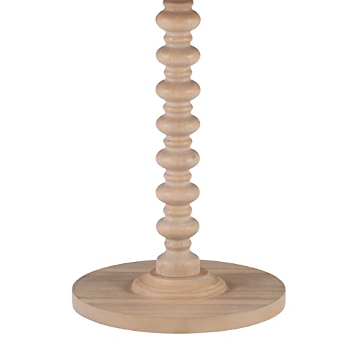 Powell Natural Tarkin Round Wood Turned Spindle Pedestal Side Accent Table Powell