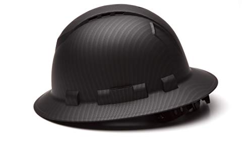 Pyramex Ridgeline Full Brim Hard Hat 4 Point Ratchet Vented Matte Black Graphite Pattern Ridgeline
