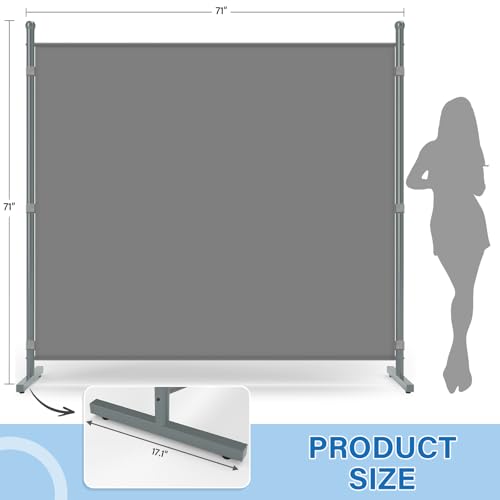 AKTOP Room Divider, Freestanding Single Panel Privacy Screen, Portable Temporary Wall Dividers for Room Separation, Large Room Partitions and Separators for Home, Office, Dorm, 71''W x 71''H, Grey AKTOP