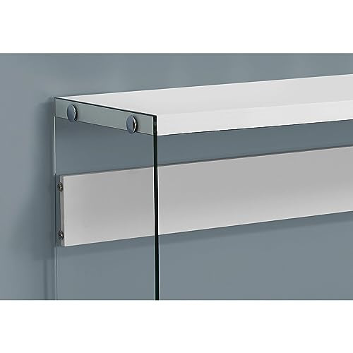 Monarch specialties , Console Sofa Table, Tempered Glass, Glossy White, 44"L Monarch Specialties