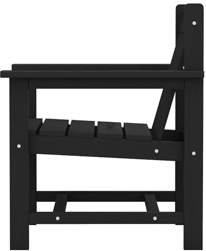 SERWALL 3 Pieces Patio Bistro Set, All Weather Adirondack Chair Set with Side Table, HDPE Material Outdoor Patio Furniture Set for Balcony, Porch, Garden, Backyard- Black SERWALL