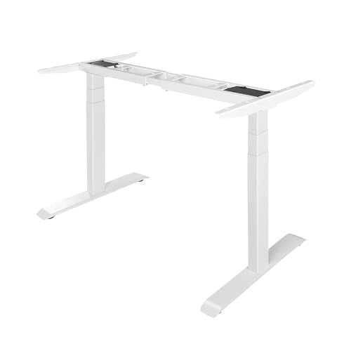 Fromann Dual Motor Electric Standing Desk Frame 3 Tier Legs Height Adjustable Handset with USB A+ C Ports Sit Stand up Desk Base for Home and Office (White) Fromann