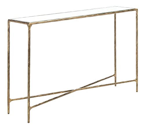 SAFAVIEH Couture Home Collection Jessa Brass Metal/Tempered Glass Top Entryway Living Room Rectangle Console Table (Fully Assembled) SAFAVIEH