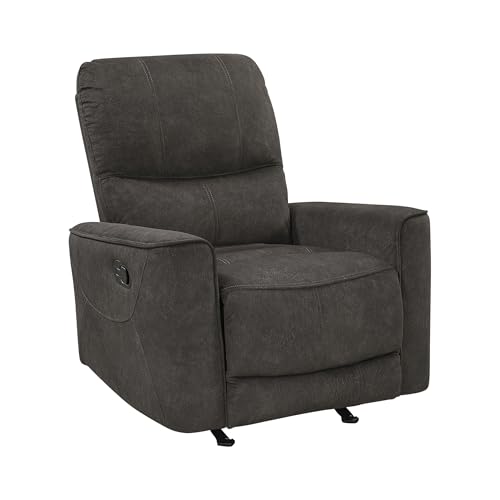 Lexicon Manual Rocker Recliner Chair, Polished Microfiber Manual Reclining Chair with Overstuffed Backrest, Comfy Nursery Recliner for Living Room/Office/Bedroom/Apartment, Easy Assembly, Chocolate
