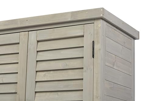 KEIKI Outdoor Potting Bench with Storage Cabinet & Metal Table Top, Weatherproof Garden Workstation, Hemlock Wood KEIKI