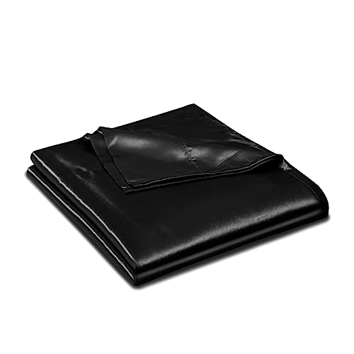 Ersmak Satin Flat Sheet Only, Single Flat Sheet Full, Luxury & Ultra Soft Silky Bedding Top Sheet for Full Mattress - Black Ersmak