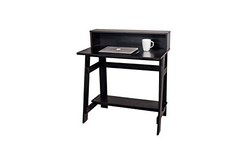 OneSpace Lennox Hutch Computer Desk, Small Desk for Home Office, Compact Writing Desk, Black OneSpace