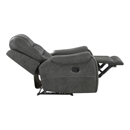 Lexicon Manual Recliner Chair, Home Theater Seating Recliner Armchair, Polished Microfiber Wall Hugger Manual Reclining Sofa Chair for Living Room/Office/Apartment, Dark Gray Lexicon