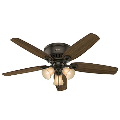 Hunter Fan Company Indoor 53327 52" Builder Low Profile Ceiling Fan with Light, 52 inch, New Bronze finish Hunter