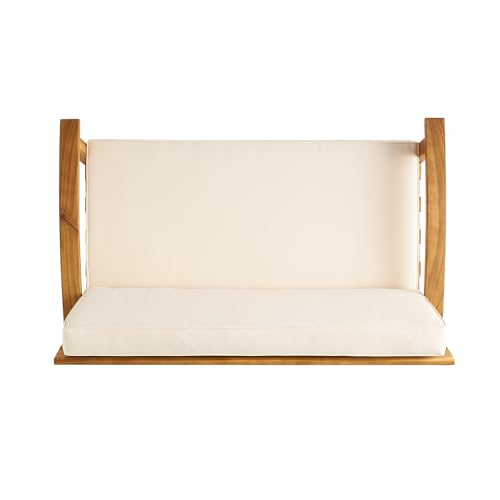 Christopher Knight Home Peyton Outdoor Acacia Wood Loveseat and Coffee Table Set with Water Resistant Cushions, Teak Finish / Beige Christopher Knight Home