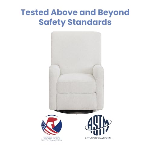 Delta Children Nest Nursery Swivel Recliner - Fabric is GREENGUARD Gold Certified and Oeko-TEX Standard 100 - Upholstered in a Unique Chenille Yarn for Blanket Like Softness, Oyster
