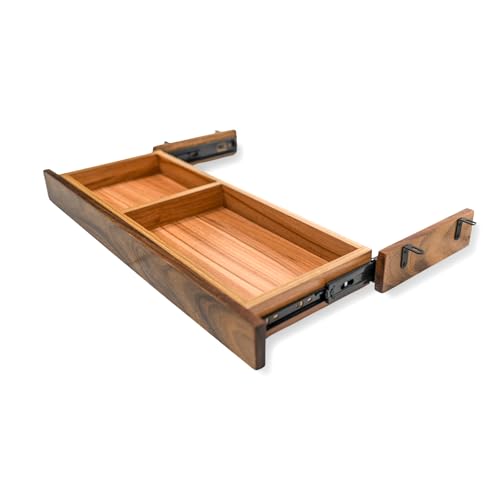 Solid Walnut Wood Under Desk Drawer Attachment, Heavy-Duty Storage Drawer with Premium Hardware – Easy to Install, Fits Most Standing & Computer Desks – 30" x 10" x 2.5" Modern Wood Style